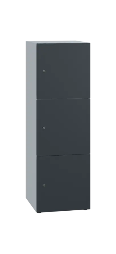 DOMINIT 33 úložná skříň 3-boxová, 1367x450x400 mm, korpus bílý, dvířka antracit